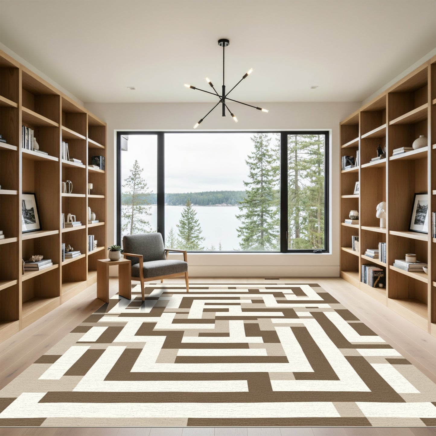 Earthy Tones Geometric Maze Rug