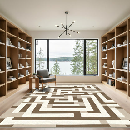 Earthy Tones Geometric Maze Rug
