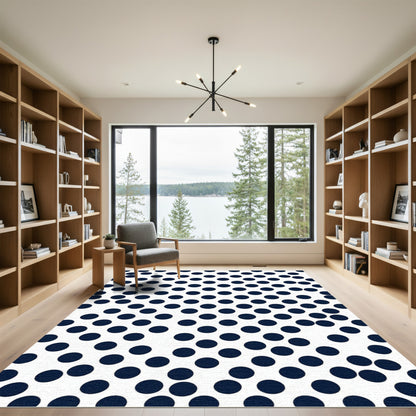 Classic Navy Blue Polka Dot Rug