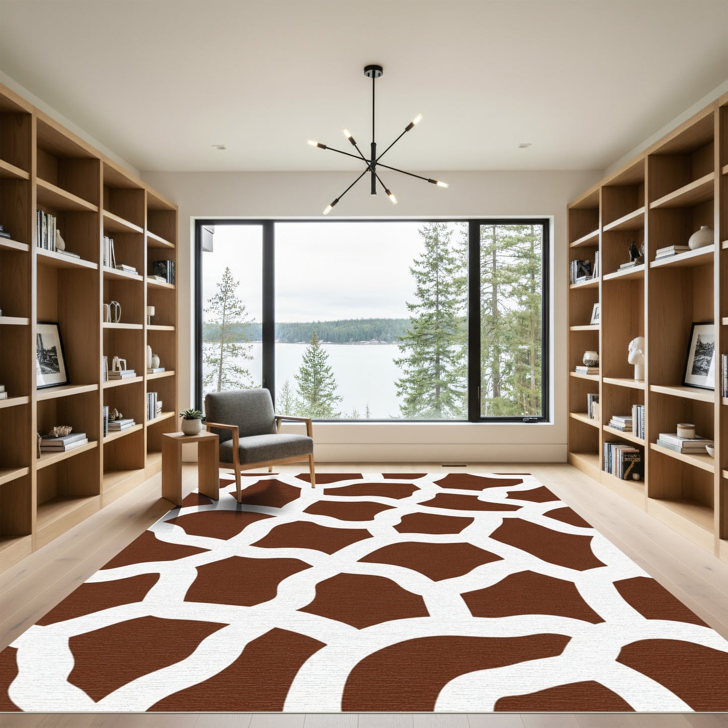 Brown White Natural Animal Spots Rug
