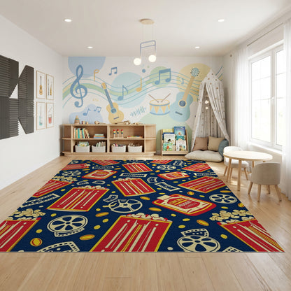 Retro Red Popcorn Film Reels Rug