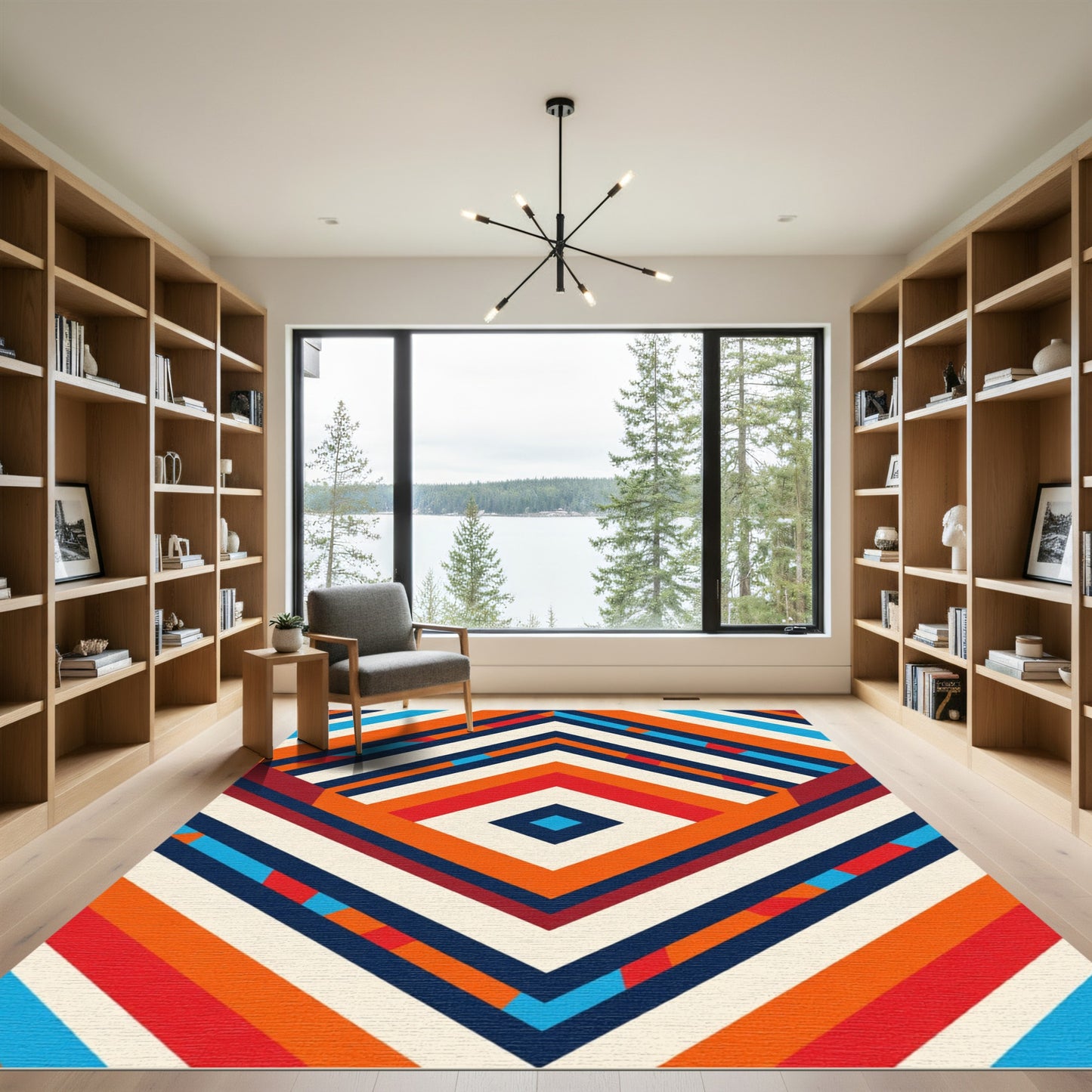 Bold Geometric Diamond Striped Rug
