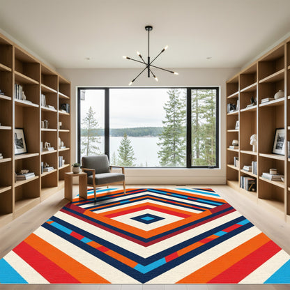 Bold Geometric Diamond Striped Rug