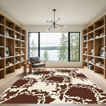 Brown Cream Organic Abstract Rug