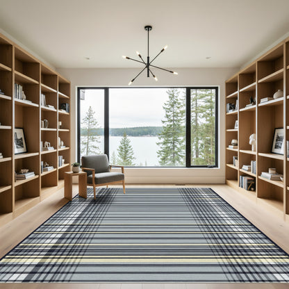 Subtle Plaid Stripes Graphic Rug