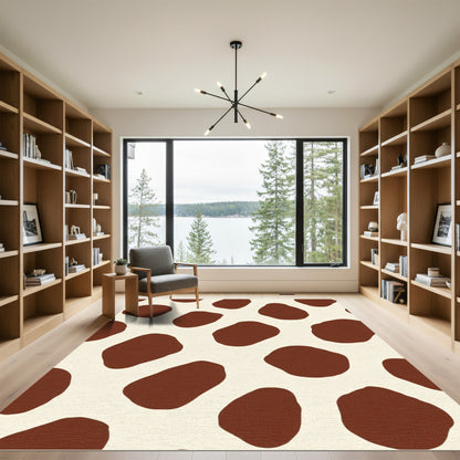 Cream Brown Spotted Stains Rug
