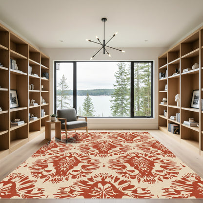 Terracotta Red Vintage Medallion Overlay Rug