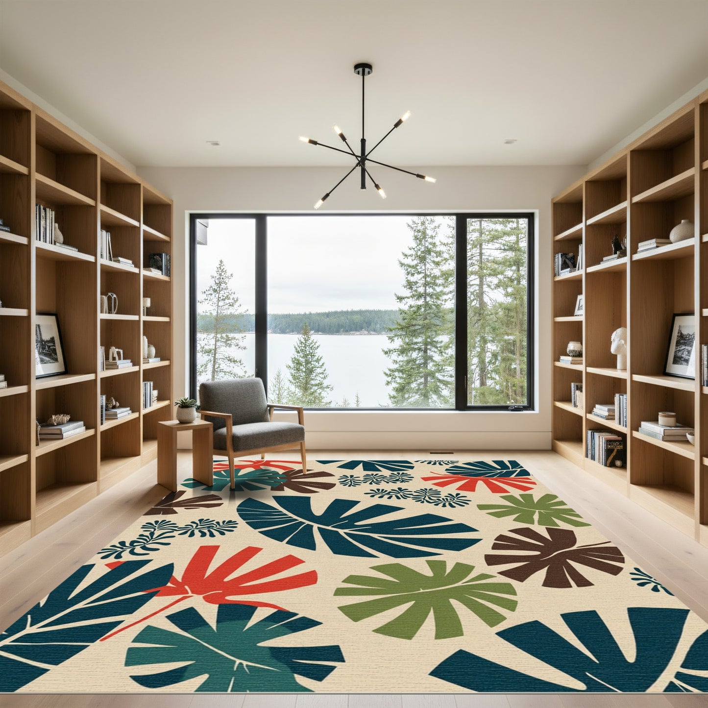 Bold Tropical Leaf Medley Rug
