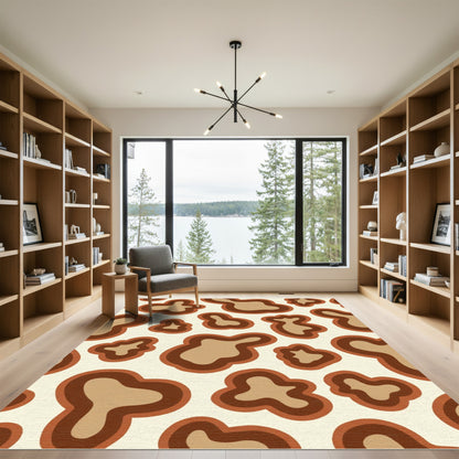 Retro Brown Amorphous Blobs Rug