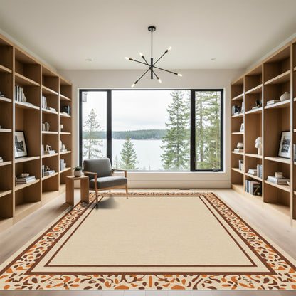 Earthy Speckled Border Cream Rug
