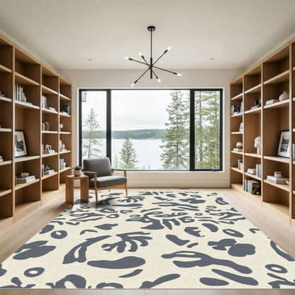 Cream Slate Abstract Organic Shapes Rug