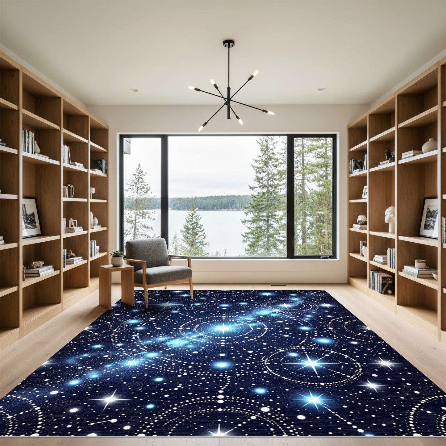 Cosmic Blue Starry Night Sky Rug