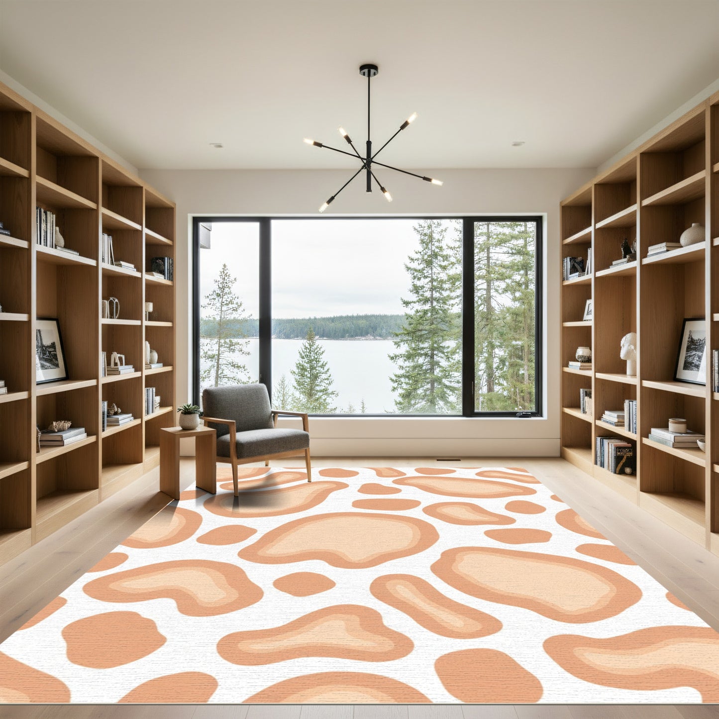 Abstract Ochre Layered Spots Rug