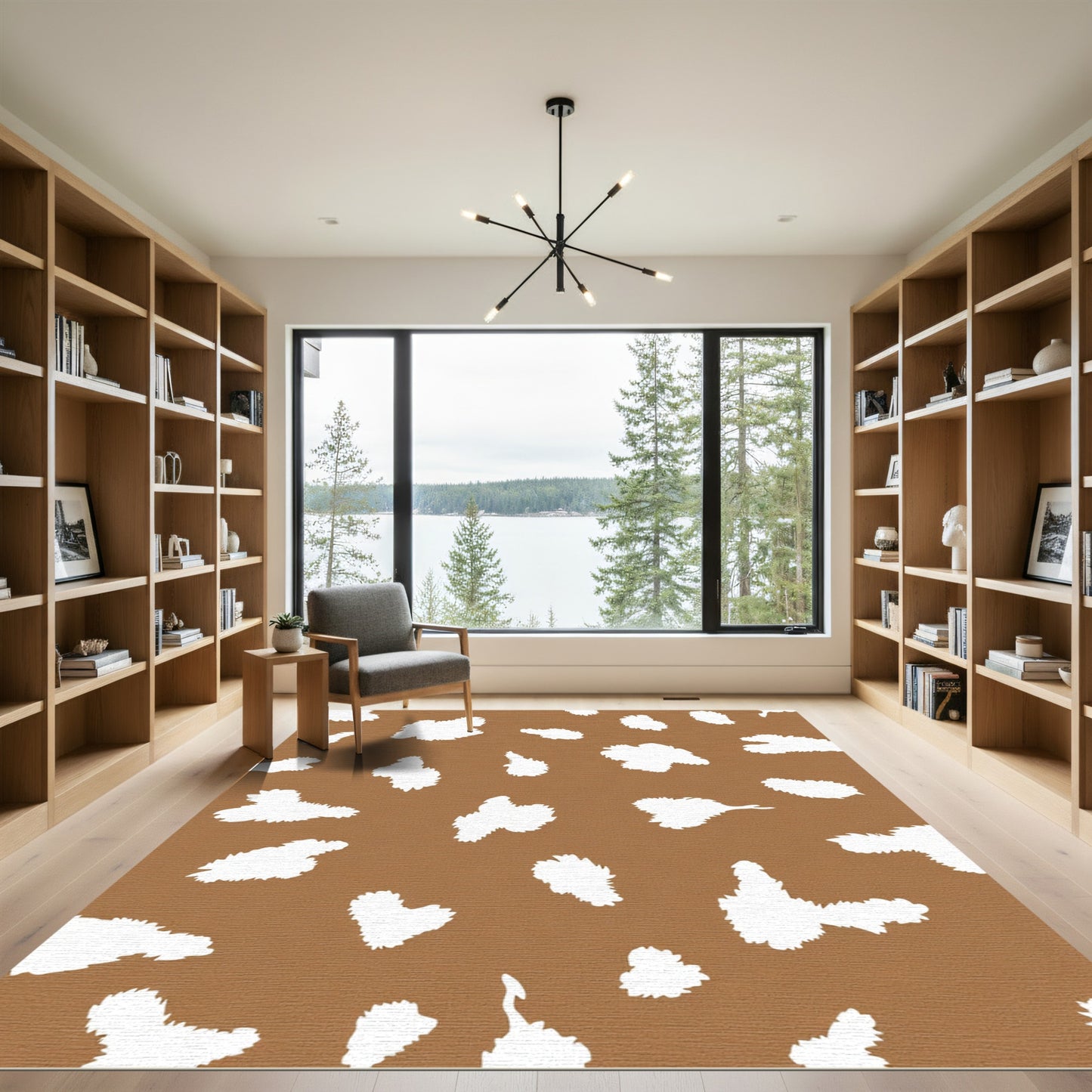 Brown White Irregular Spots Rug