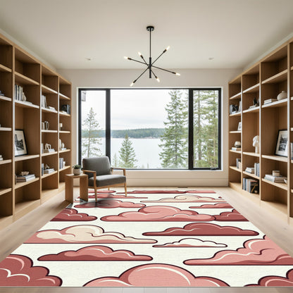 Dreamy Dusty Rose Cumulus Cloud Art Rug