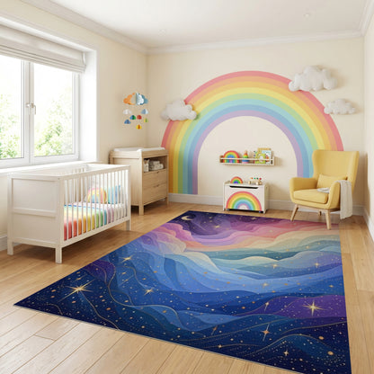 Dreamy Starry Wavy Clouds Rug
