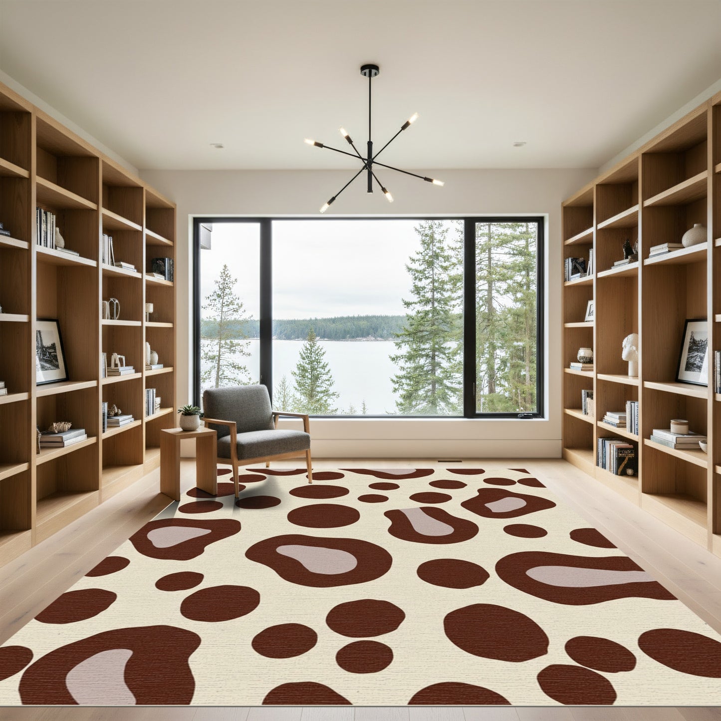 Brown Spots Cream Animal Hide Rug