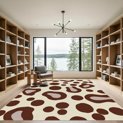 Brown Spots Cream Animal Hide Rug