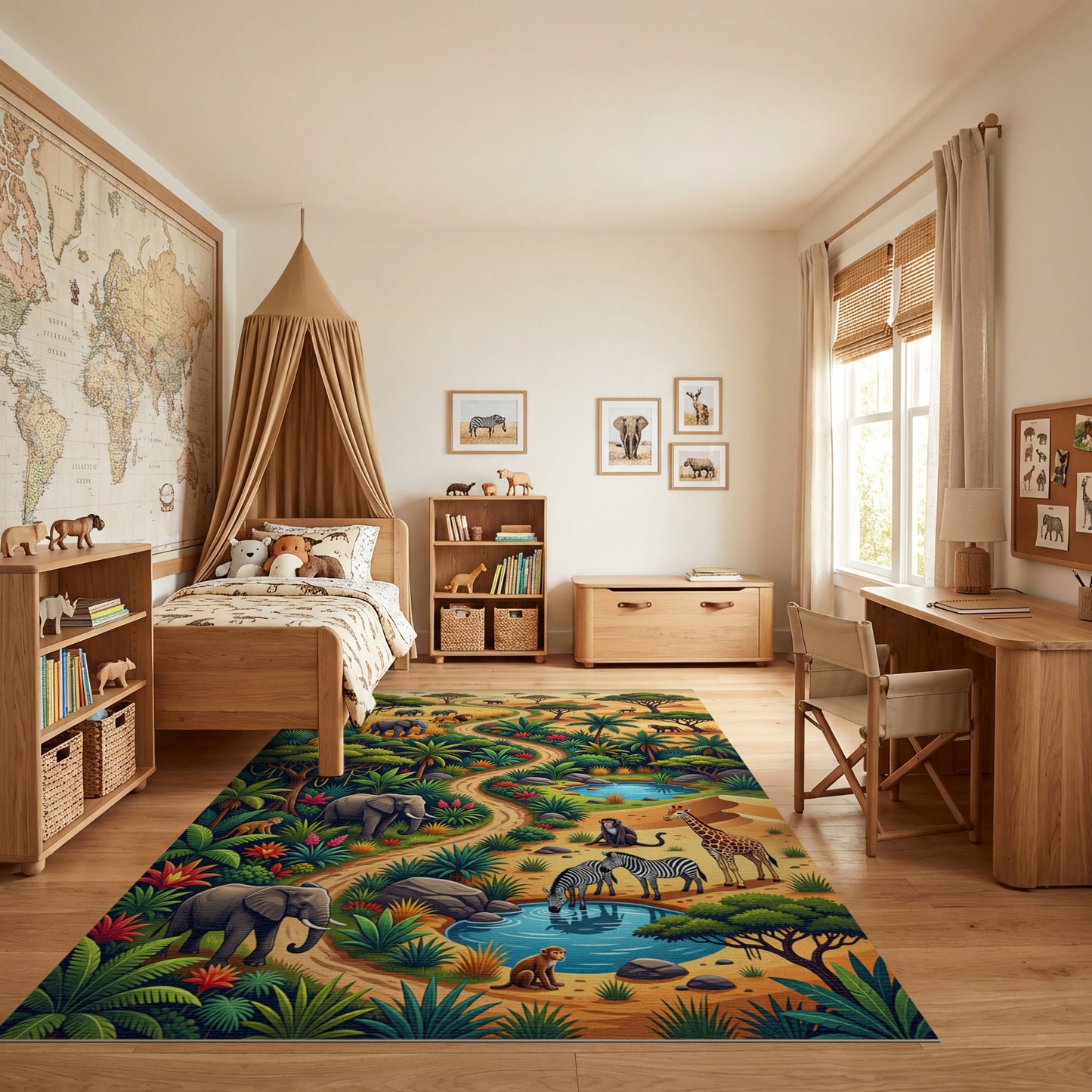 Vibrant Savanna Wildlife Path Rug