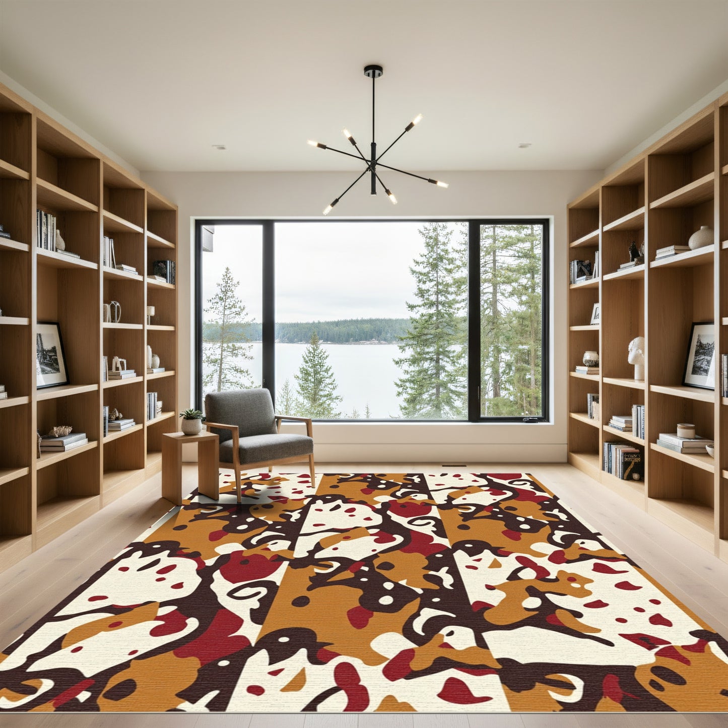 Earthy Camouflage Organic Abstract Squares Rug