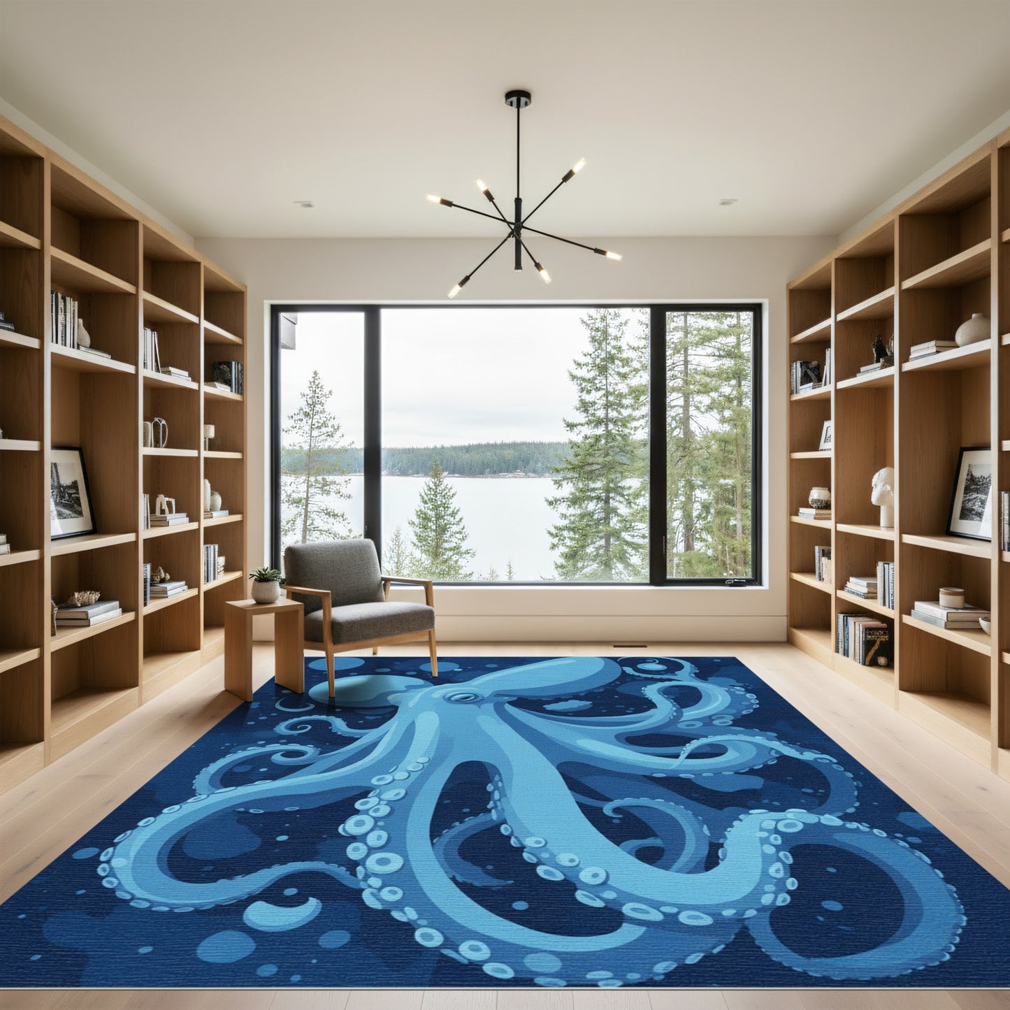 Deep Blue Deep Sea Octopus Rug