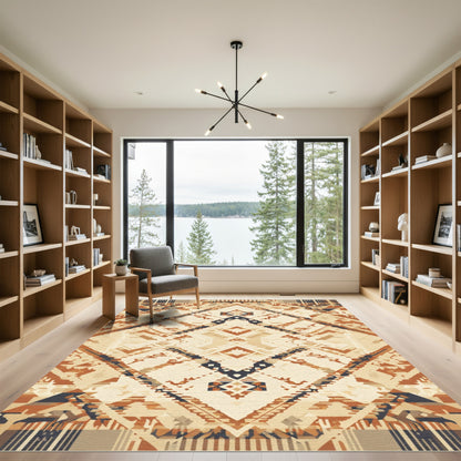 Earthy Geometric Diamond Tribal Rug