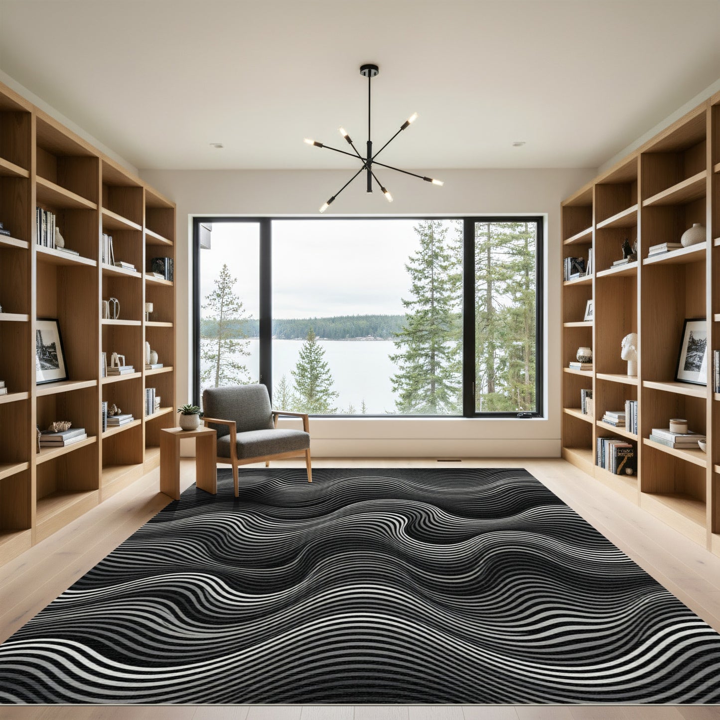 Monochromatic Wavy Stripe Illusion Rug