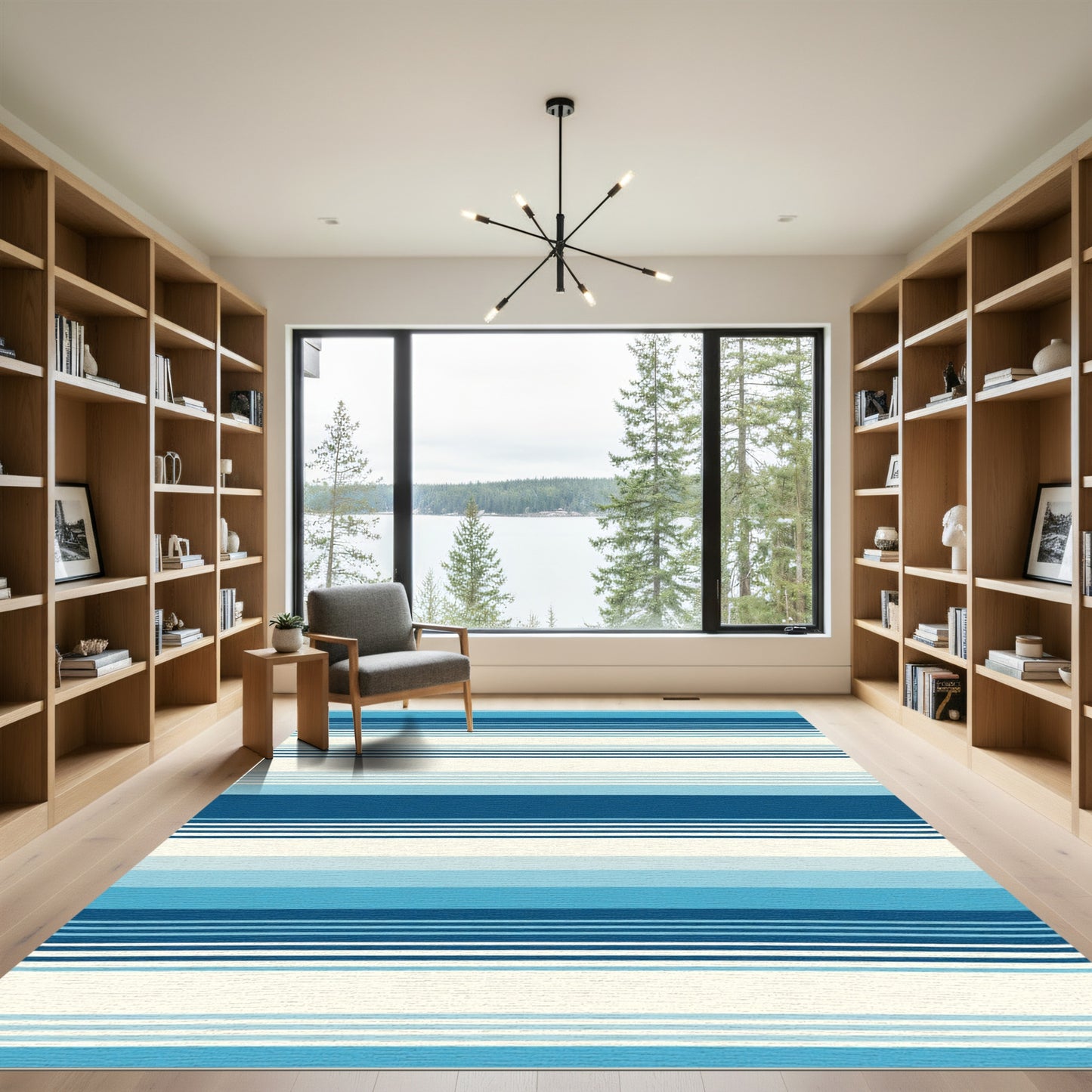 Oceanic Blues Horizontal Stripe Rug