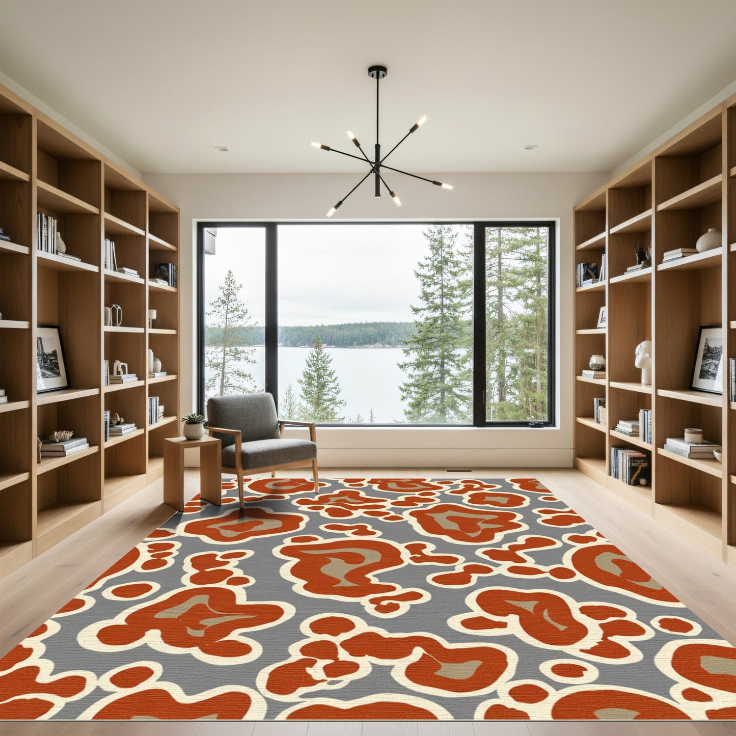 Muted Ochre Blobs Abstract Area Rug