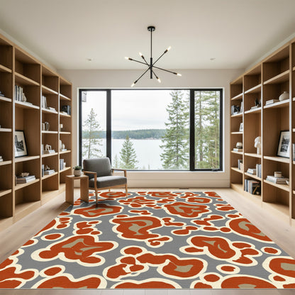 Muted Ochre Blobs Abstract Area Rug