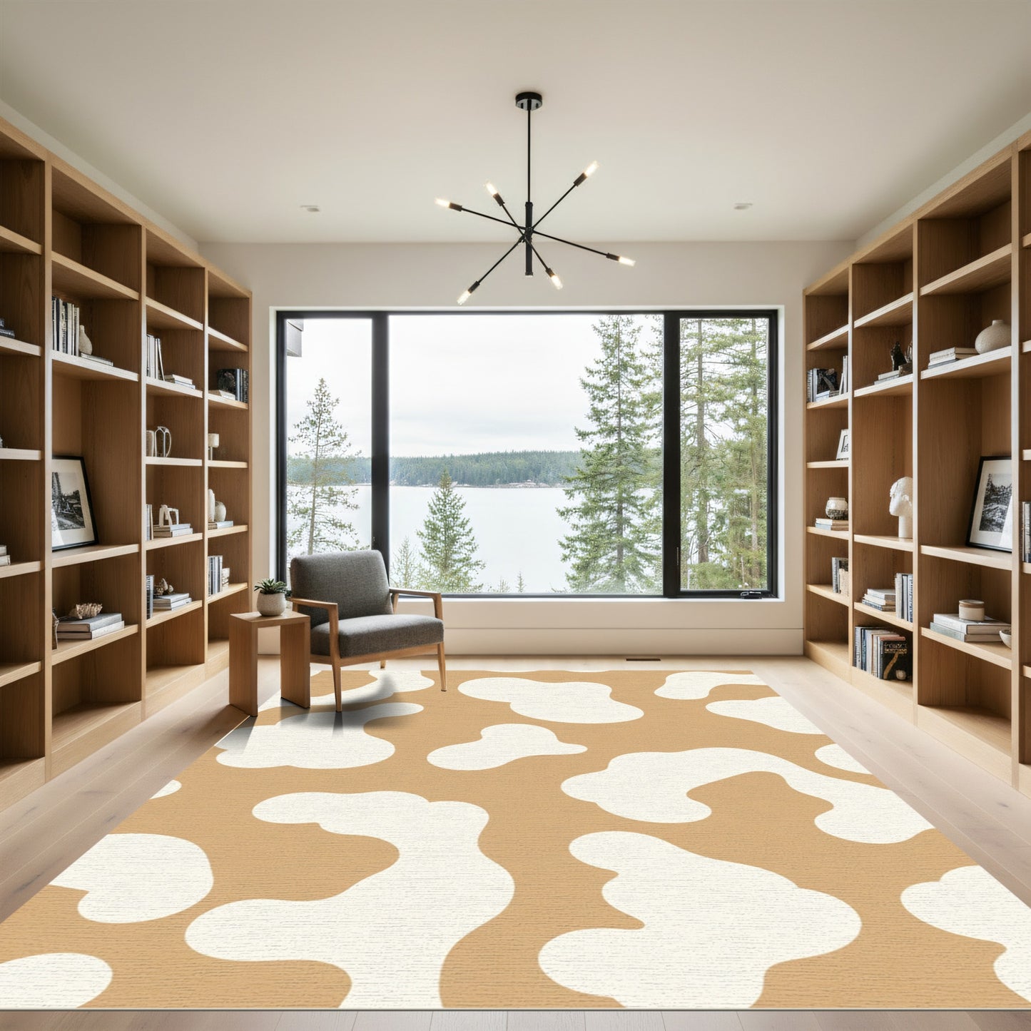 Brown White Organic Splatter Rug