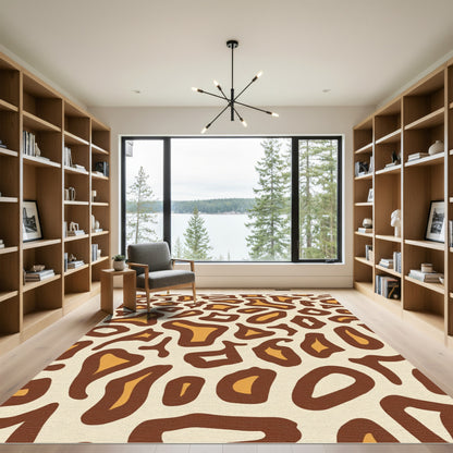 Brown and Ochre Spotted Organic Rug