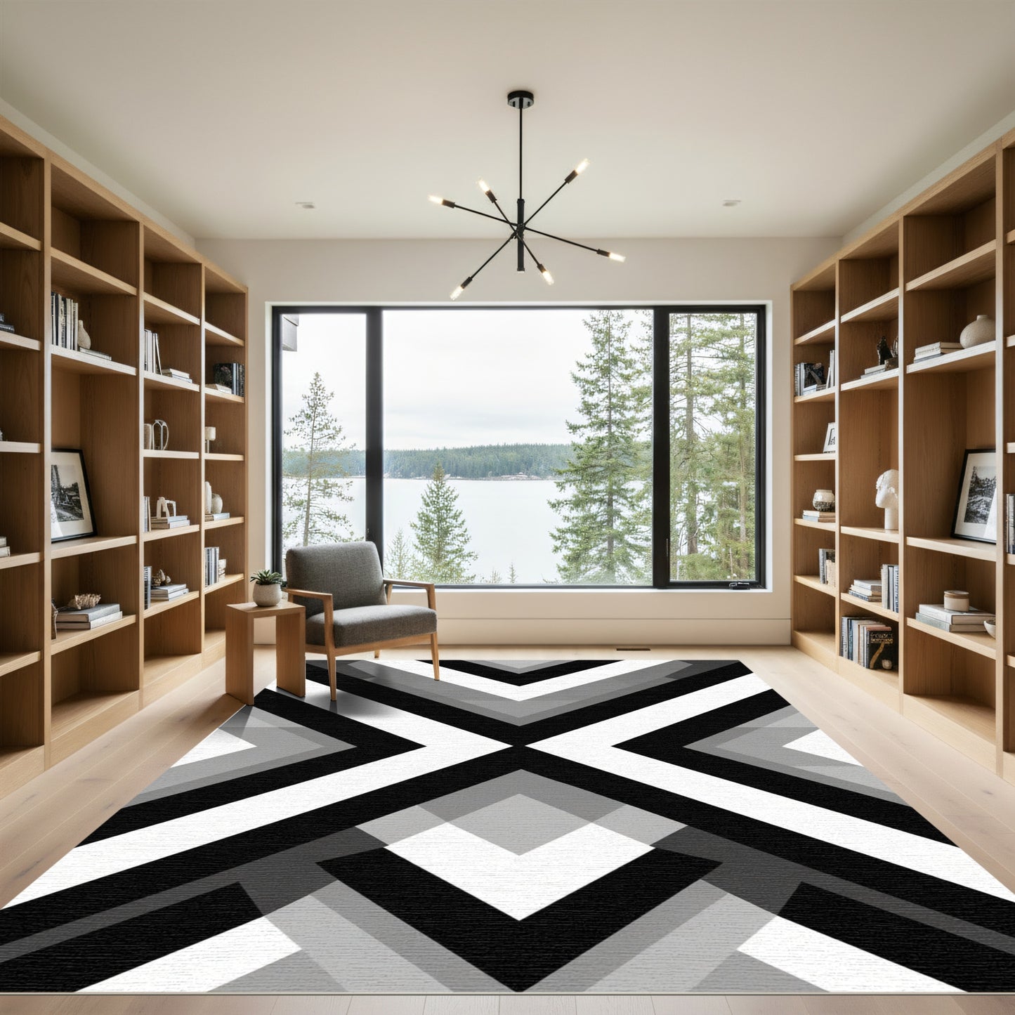 Monochromatic Angular Geometric Array Rug