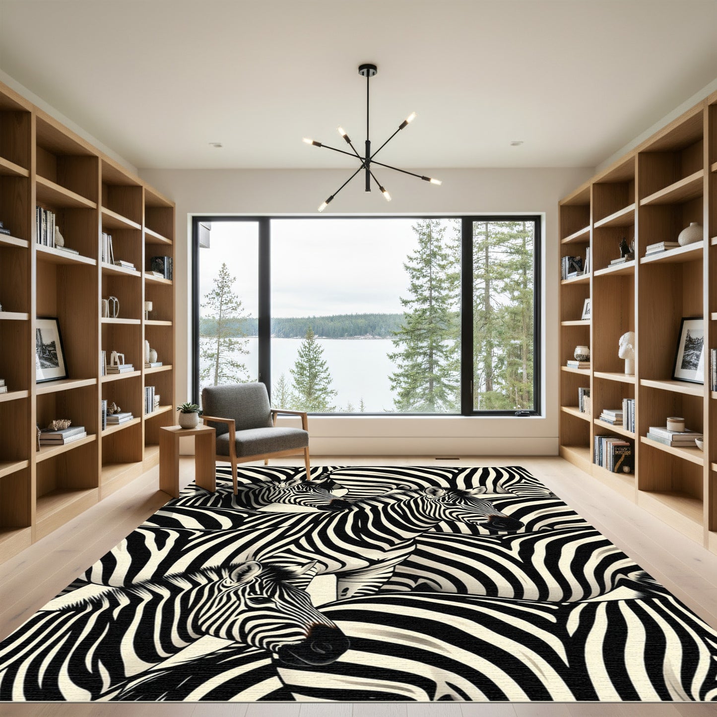 Bold Black and White Zebra Herd Rug