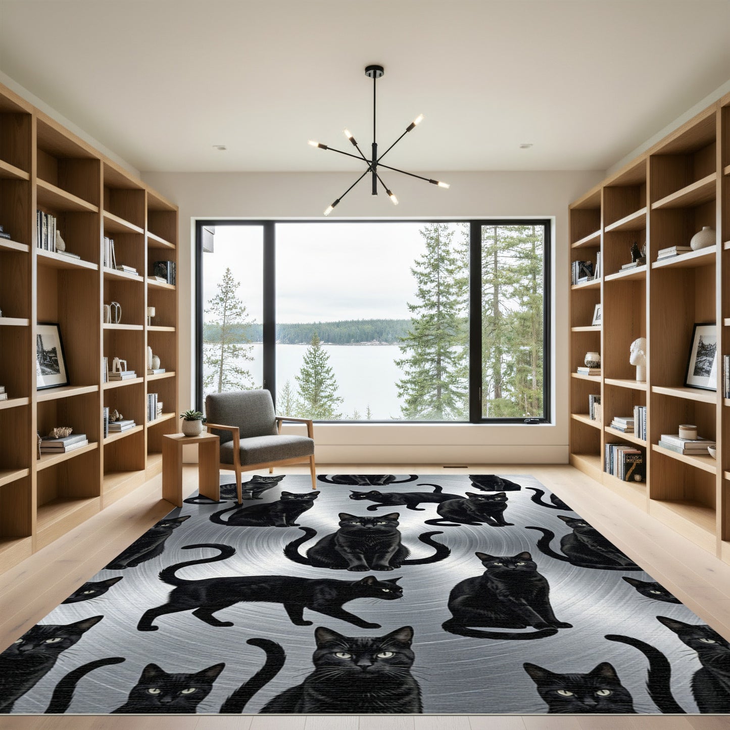 Black Cat Collage Realistic Portrait Rug