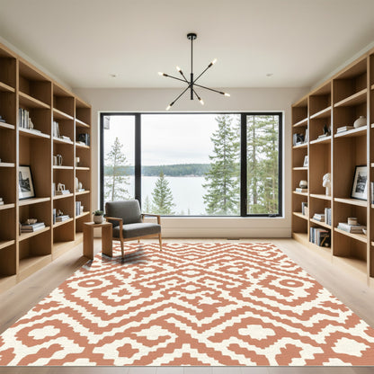 Terra Cotta Ethnic Geometric Weave Rug