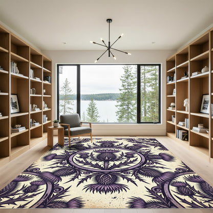 Gothic Purple Thistle Floral Medallion Rug