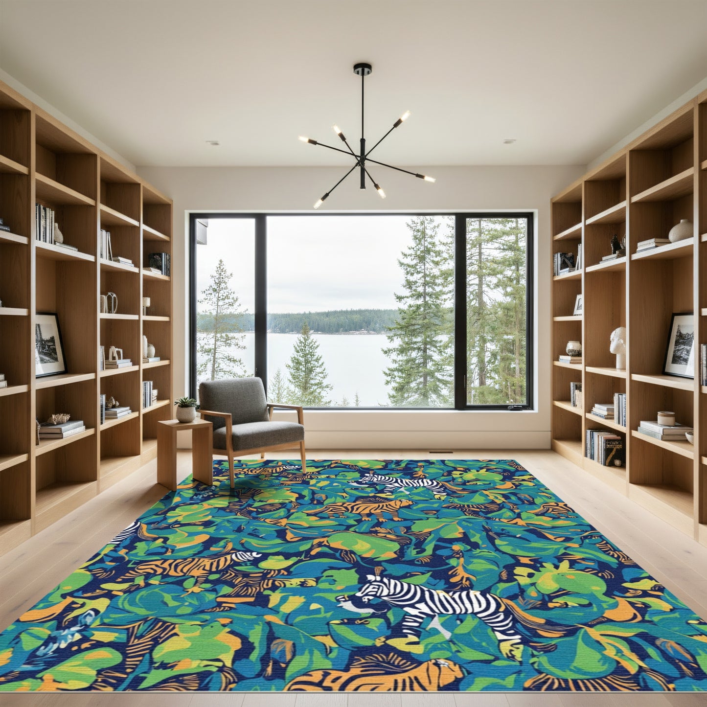 Vibrant Jungle Animals Wild Greenery Rug