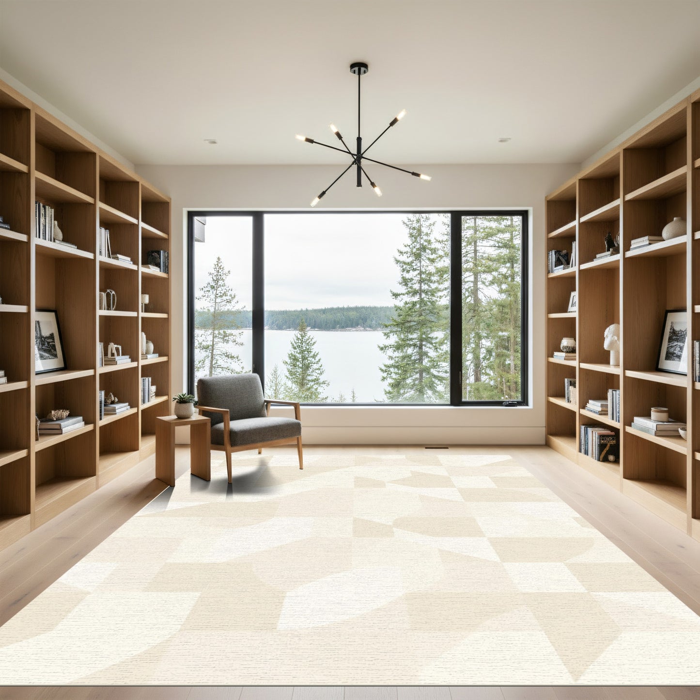 Geometric Cream Abstract Curves Rug