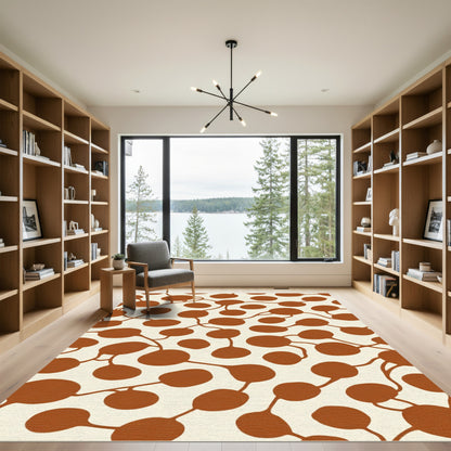 Rust Tan Organic Vine Cluster Rug