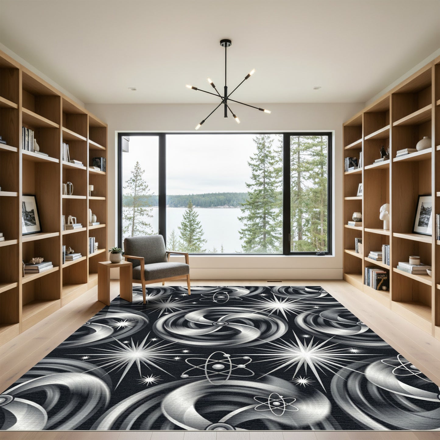 Metallic Vortex Atom Sparkle Rug