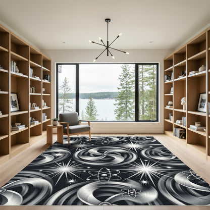 Metallic Vortex Atom Sparkle Rug