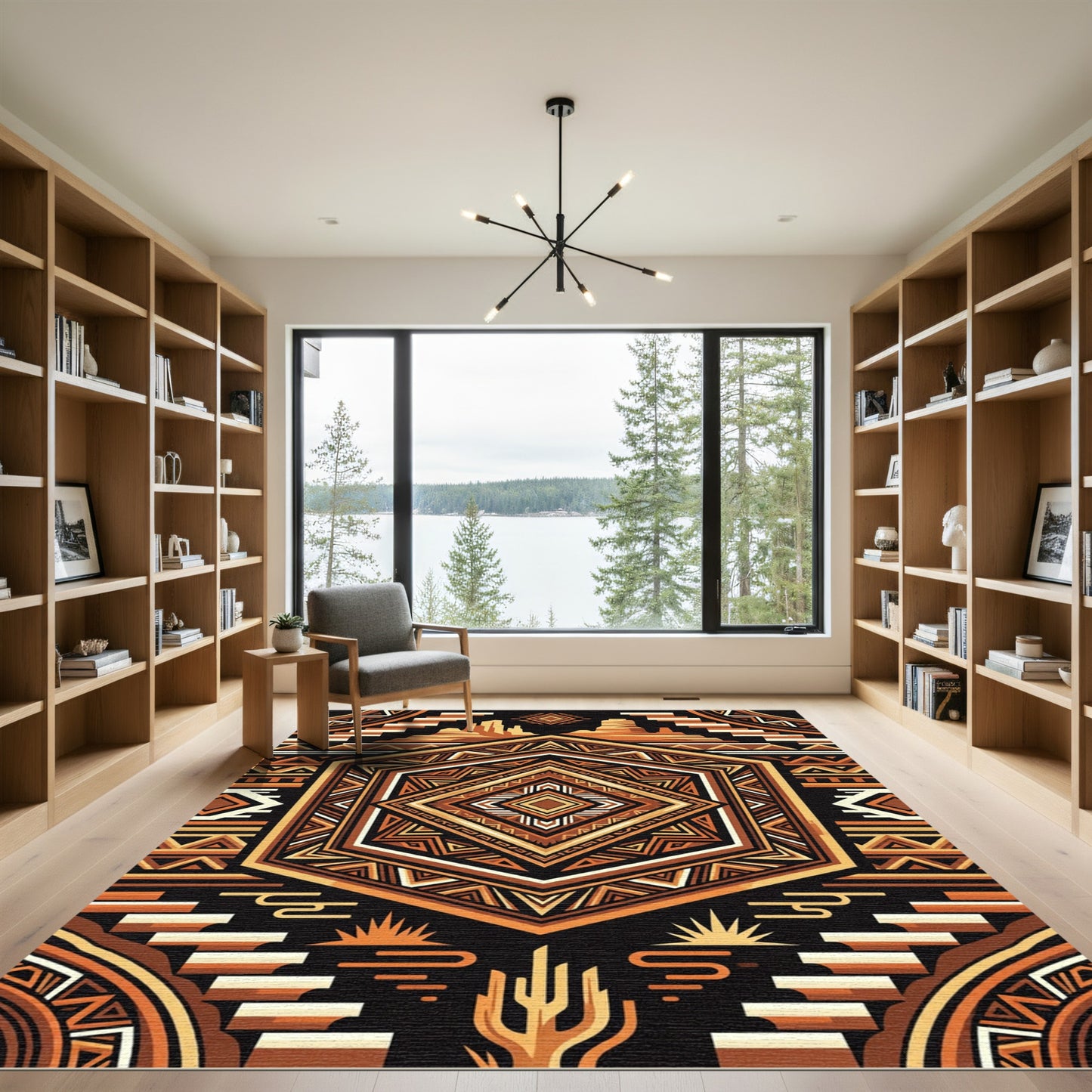 Geometric Southwestern Mesa Sun Terracotta Art Rug