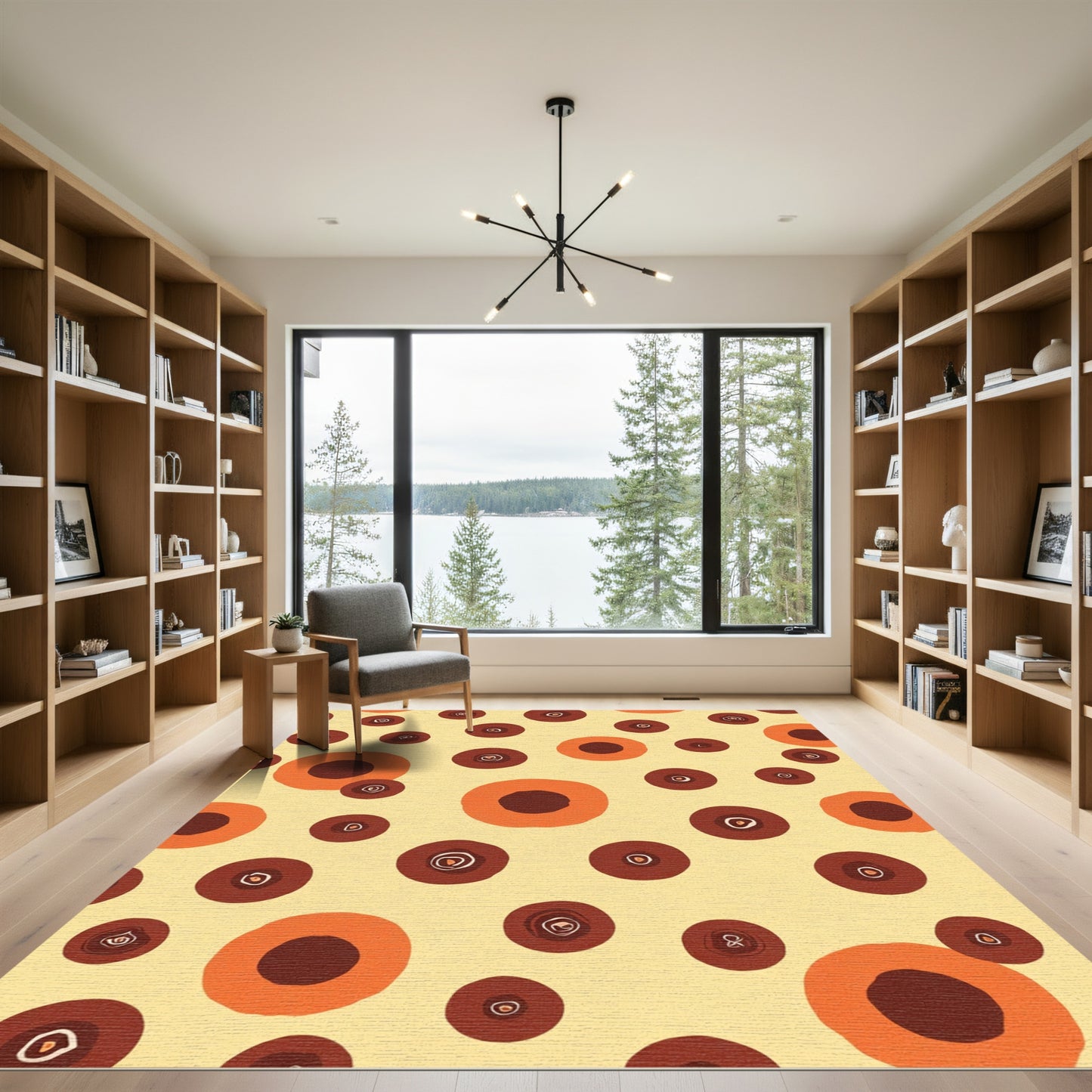 Warm Orange Brown Circle Scatter Rug