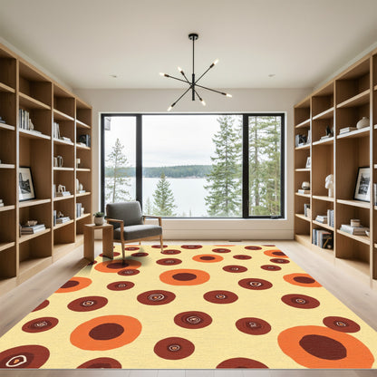 Warm Orange Brown Circle Scatter Rug