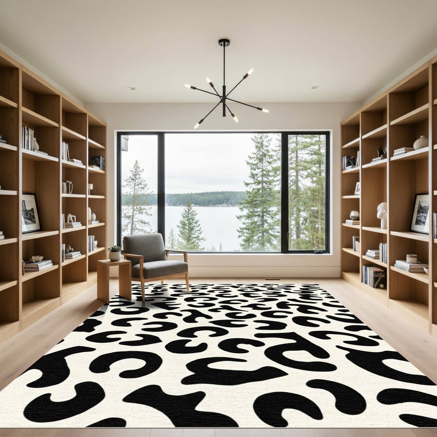 Classic Black Cream Animal Spot Rug