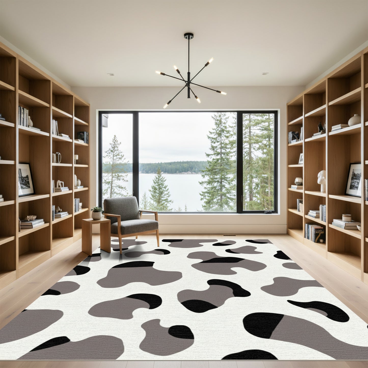 Gray Black Amorphous Spots Rug