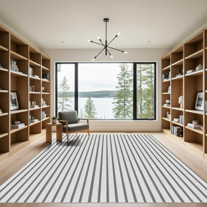 Sleek Gray Parallel Lines Rug
