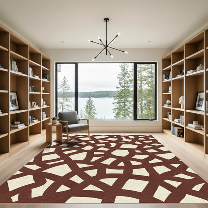 Crimson Intertwined Abstract Organic Rug