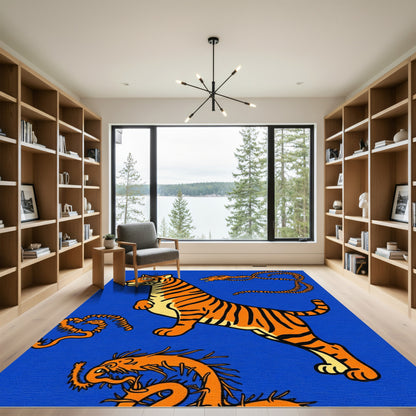 Orange Tiger With Dragon Companions Rug